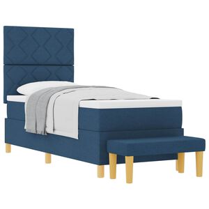 vidaXL Cama tipo Box Spring con colch&oacute;n Azul 80 x 200 cm tela