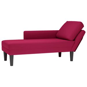 vidaXL Tumbona con almohada y reposabrazo derecho terciopelo rojo vino