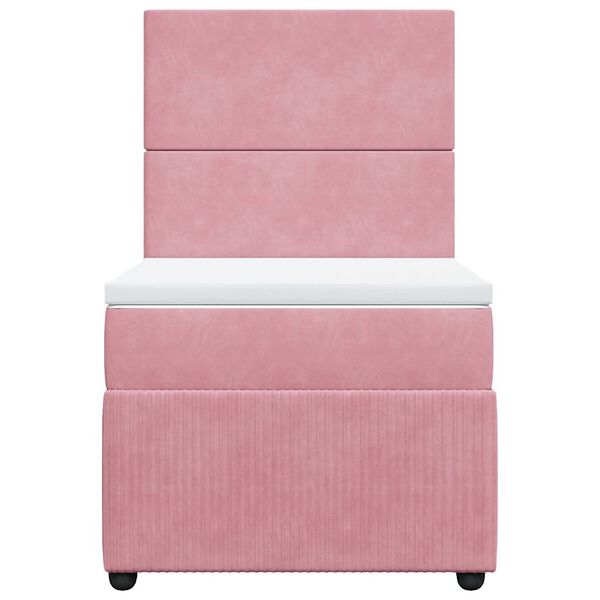 vidaXL Cama box spring con colch&oacute;n terciopelo rosa 90x190 cm