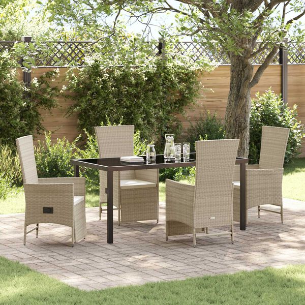 vidaXL Conjunto de Comedor de Jardín 5 pcs Beige ratán sintético