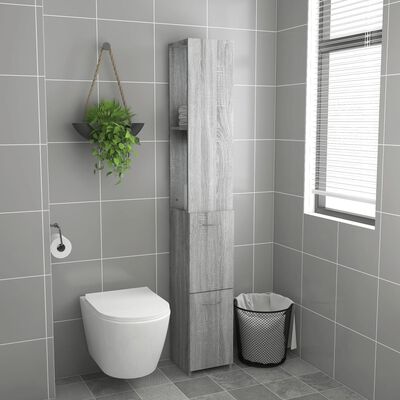 vidaXL Mueble de baño madera de ingeniería gris Sonoma 25x26,5x170 cm