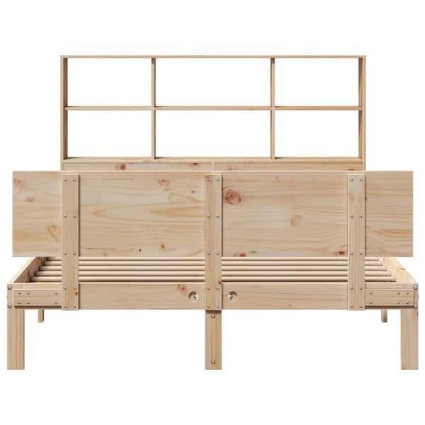 vidaXL Cama con estanter&iacute;a sin colch&oacute;n madera maciza de pino 140x190cm