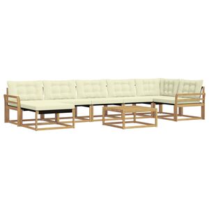 vidaXL Conjunto de sof&aacute;s de exterior 8 uds. Blanco y Crema