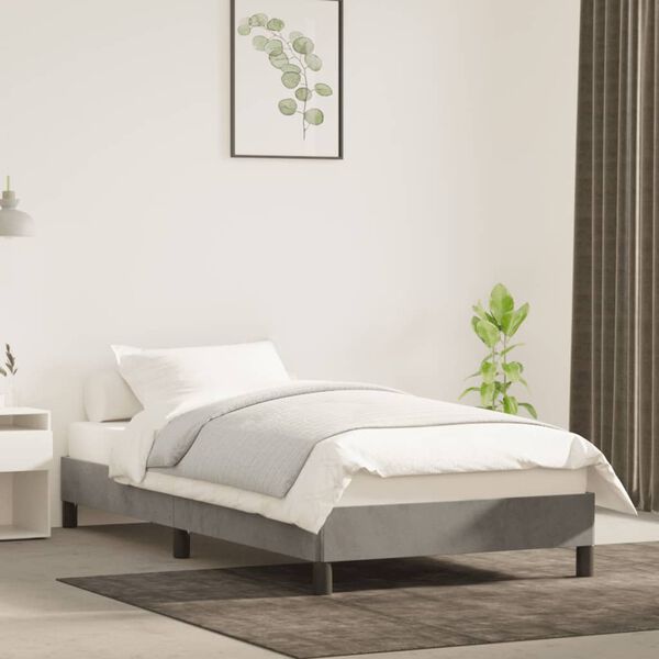 vidaXL Estructura de cama sin colch&oacute;n terciopelo gris claro 80x200 cm
