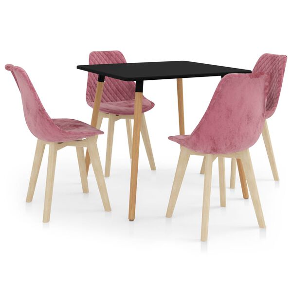 vidaXL Juego de comedor 5 piezas rosa
