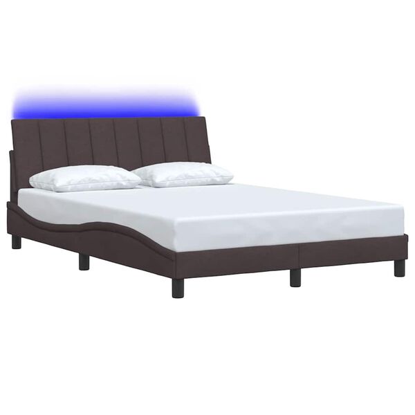 vidaXL Estructura de cama sin colch&oacute;n Hanko tela marr&oacute;n oscuro 140x190 cm