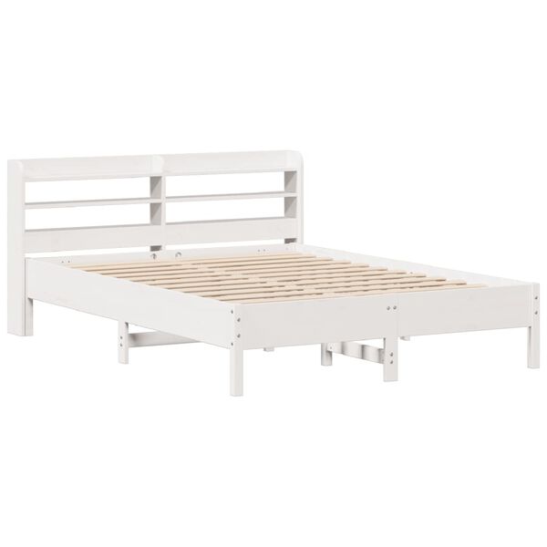 vidaXL Estructura de cama sin colch&oacute;n madera de pino blanco 135x190 cm