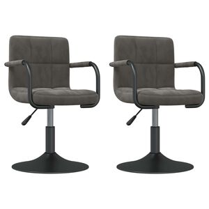 vidaXL Sillas de comedor giratorias 2 unidades terciopelo gris oscuro