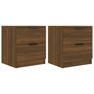 vidaXL Mesitas de noche 2 uds madera contrachapada color roble marr&oacute;n
