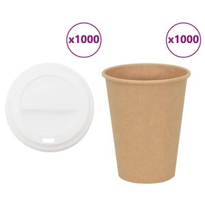 vidaXL Vasos de café de papel con tapa 1000 uds 12oz 300ml