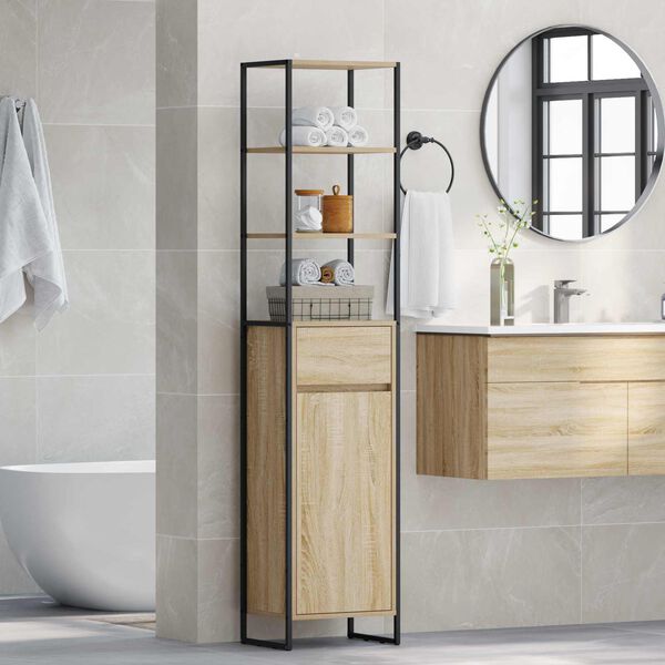 vidaXL Gabinete de Ba&ntilde;o Sonoma 40 x 30 x 180 cm Madera contrachapada