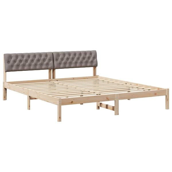 vidaXL Estructura de cama con cabecera Marr&oacute;n y taupe 180 x 200 cm