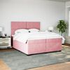 vidaXL Cama box spring con colch&oacute;n terciopelo rosa 200x200 cm
