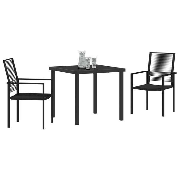 vidaXL Conjunto de Comedor de Jard&iacute;n 3 pcs Negro