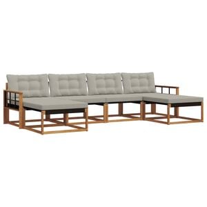 vidaXL Conjunto de sof&aacute;s de exterior 6 uds. Gris Natural y Claro