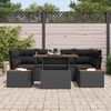 vidaXL Conjunto de sof&aacute; de jard&iacute;n 7 pcs Negro Polirat&aacute;n