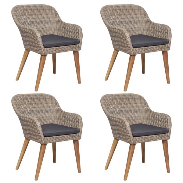 vidaXL Juego de comedor para jard&iacute;n 5 piezas marr&oacute;n