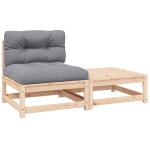 vidaXL Juego de muebles de jard&iacute;n 2 pzas y cojines madera pino maciza