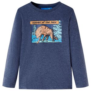 Camiseta infantil de manga larga azul oscuro melange 128