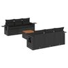 vidaXL Set de comedor de jard&iacute;n 7 pzas y cojines rat&aacute;n sint&eacute;tico negro