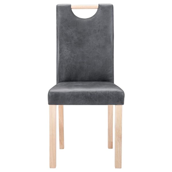 vidaXL Sillas de comedor 4 unidades piel de ante artificial gris