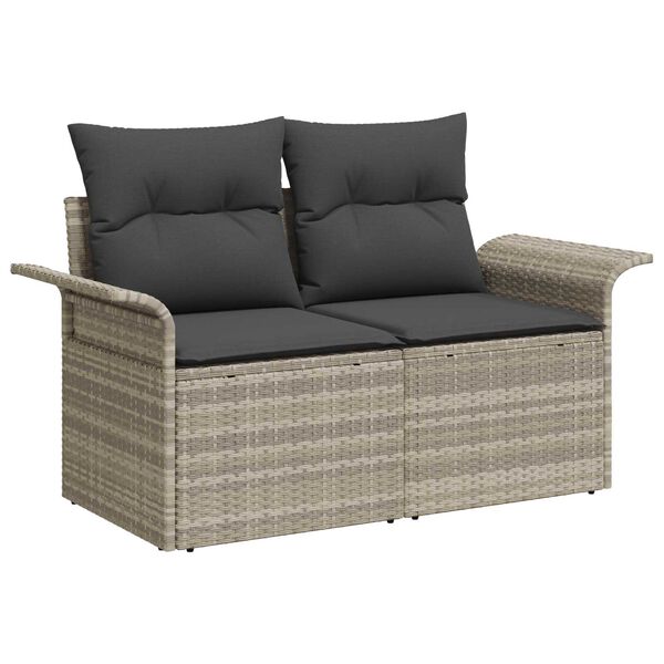 vidaXL Conjunto de sof&aacute; de jard&iacute;n 5 pcs Gris Claro Rattan de Poli&eacute;ster