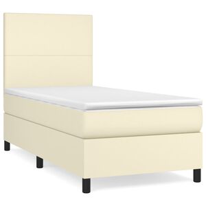 vidaXL Cama box spring con colch&oacute;n cuero sint&eacute;tico crema 100x200 cm