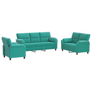 vidaXL Juego de Sof&aacute; 3 pcs Tuquesa Terciopelo