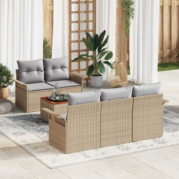 vidaXL Conjunto de sof&aacute; de jard&iacute;n con coj&iacute;n 6 pcs Beige y Gris Claro