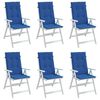 vidaXL Coj&iacute;n silla de jard&iacute;n respaldo alto 6 uds tela azul 120x50x3 cm