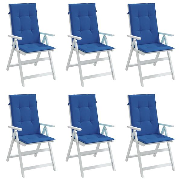 vidaXL Coj&iacute;n silla de jard&iacute;n respaldo alto 6 uds tela azul 120x50x3 cm