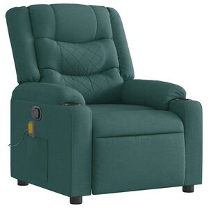 vidaXL Sill&oacute;n de masaje reclinable de tela verde oscuro