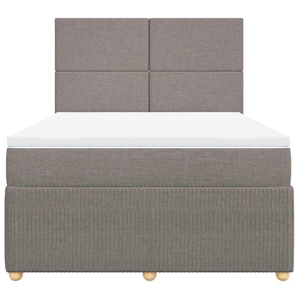 vidaXL Cama box spring con colch&oacute;n tela gris taupe 160x200 cm
