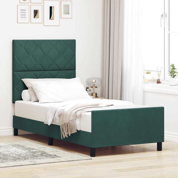vidaXL Cama tipo Box Spring Verde oscuro 90 x 200 cm Terciopelo