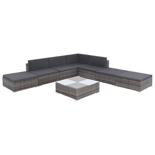 vidaXL Set de sofás de jardín 8 piezas y cojines ratán sintético gris