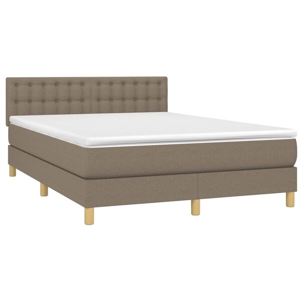 vidaXL Cama box spring con colch&oacute;n LED tela gris taupe 140x200 cm