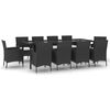 vidaXL Set de comedor jardín 11 pzas con cojines ratán sintético negro