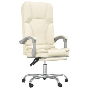 vidaXL Silla de oficina reclinable masaje cuero sint&eacute;tico color crema