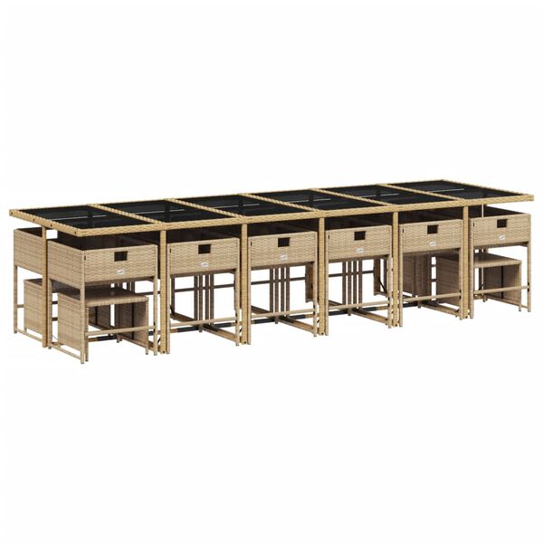 vidaXL Set comedor de jard&iacute;n 17 pzas con cojines rat&aacute;n sint&eacute;tico beige