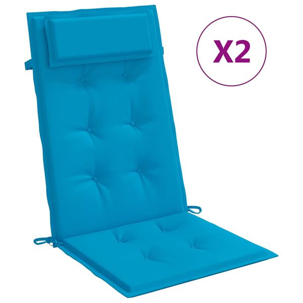 vidaXL Cojines de silla con respaldo alto 2 uds tela Oxford azul claro