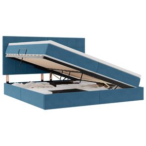 vidaXL Cama con almacenamiento y colch&oacute;n Azul Oscuro 200 x 200 cm