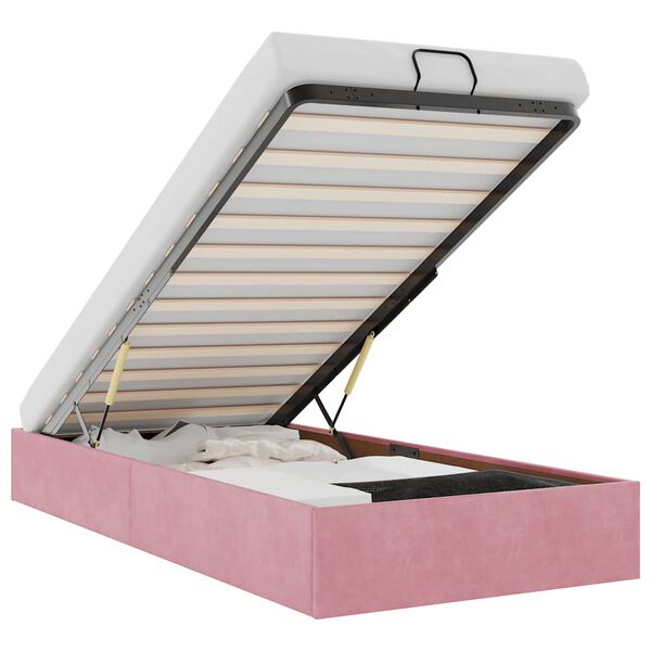 vidaXL Estructura de cama otomana sin colchón terciopelo rosa 90x190cm