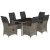 vidaXL Set comedor jard&iacute;n 7 pzas y cojines rat&aacute;n sint&eacute;tico gris