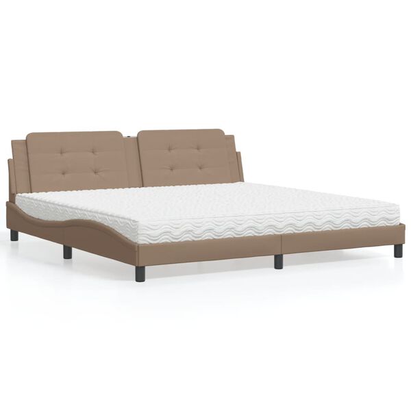 vidaXL Cama con colch&oacute;n Zadar cuero sint&eacute;tico capuchino 200x200 cm