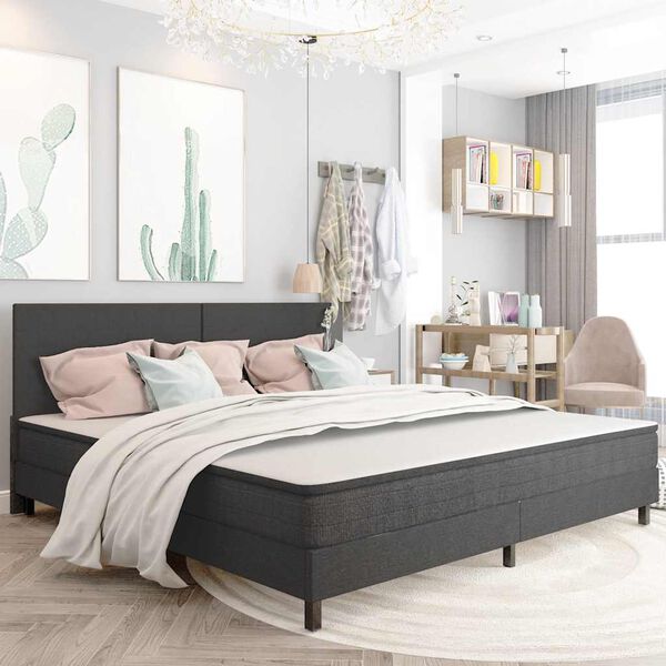 vidaXL Estructura de cama Box Spring sin colch&oacute;n tela gris 200x200 cm