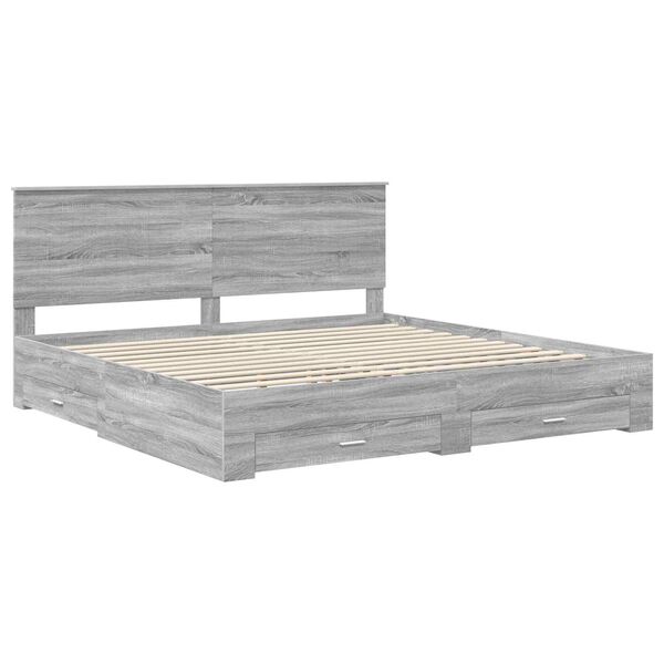 vidaXL Estructura de cama con cabecera Gris Sonoma 200 x 200 cm