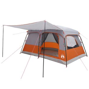 vidaXL Tienda Familiar 10 persona Gris y naranja Poli&eacute;ster y Acero