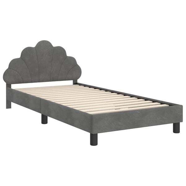 vidaXL Cama para niños con cabecero Gris oscuro 90 x 190 cm Terciopelo