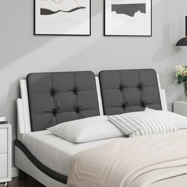 vidaXL Cabecero de cama acolchado Zadar cuero sint&eacute;tico negro blanco 120 cm