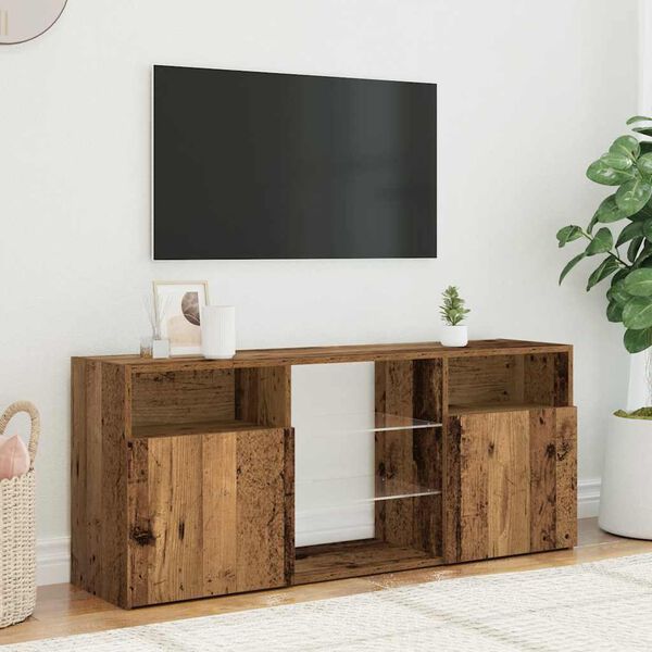 vidaXL Mueble TV luces LED madera ingeniería envejecida 120x30x50 cm